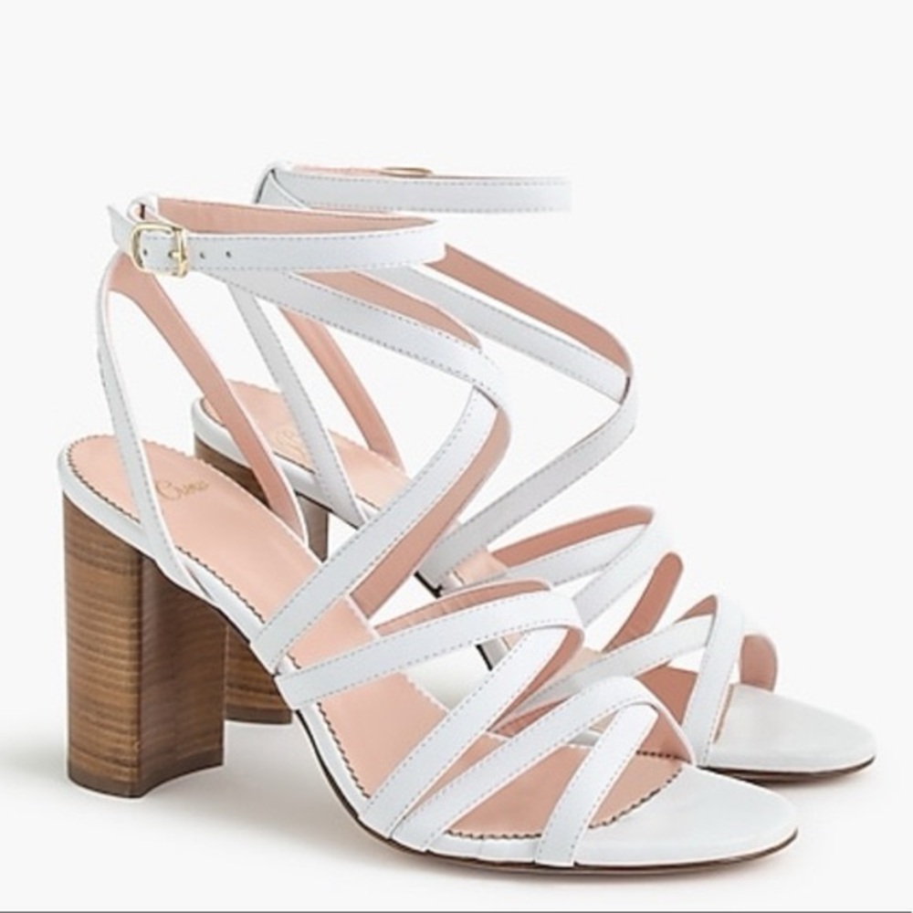 J. Crew White Stella Strappy Block Heel Sandals